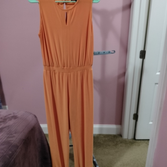 Ashley Stewart Vibrant Orange Sleeveless Jumpsuit - Picture 1 of 6